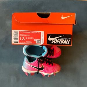 Nike Hyperdiamond 3 Keystone Girls' Softball Cleats “Pink/Black/Blue/White"